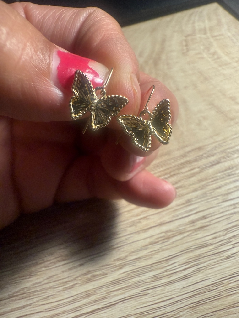 Gold Butterfly Dangle Earrings for Women 10k gold
